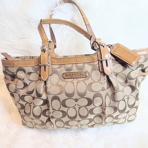 Coach 1941 Signature East/West Gallery Tote Bag With Silver Tone Hardware EUC
